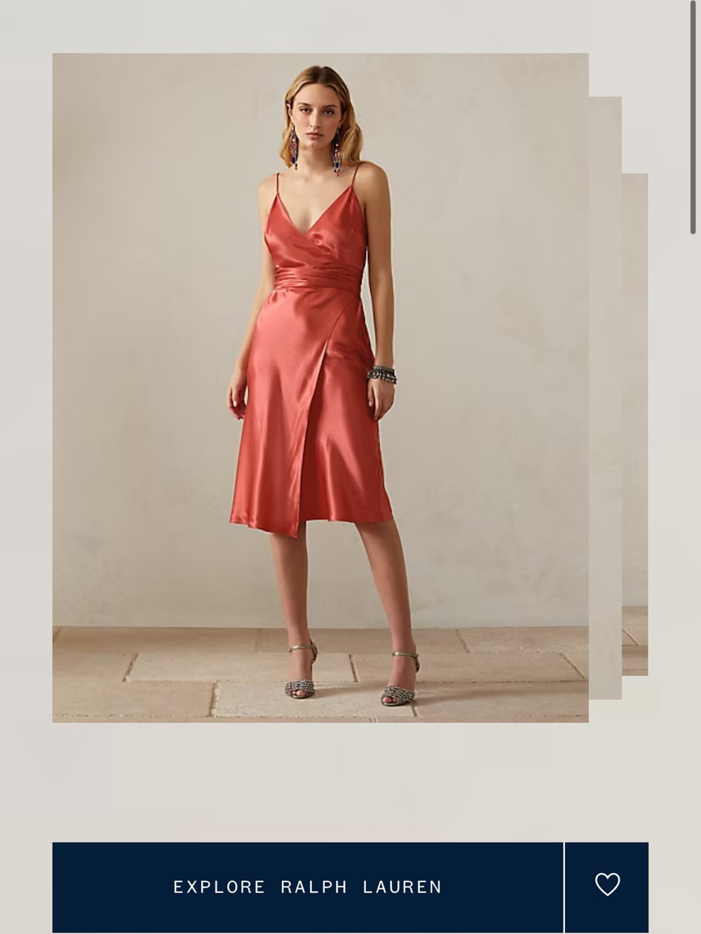 Ralph Lauren Purple Label Satin Coral-Red Slip Midi Dress